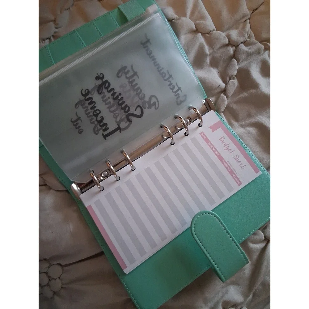 Vegan Leather Budget Binder Cash Envelope System Refillable Planner Organizer